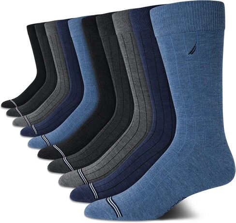 Nautica Men's Dress Socks  - Solid Crew Socks (10 Pack) in Saudi Arabia