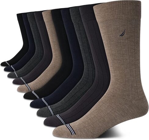 Nautica Men's Dress Socks  - Solid Crew Socks (10 Pack) in Saudi Arabia