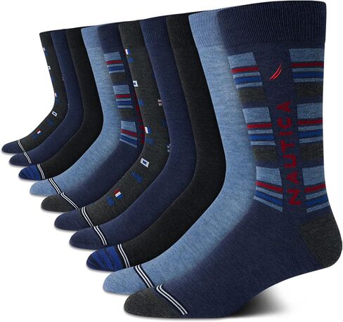 Nautica Men's Dress Socks  - Solid Crew Socks (10 Pack) in Saudi Arabia