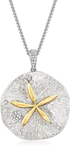 Ross-Simons 0.10 ct. t.w. Diamond Sand Dollar Necklace in Sterling Silver and 14kt Yellow Gold in Saudi Arabia