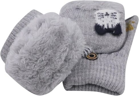 قفازات مبطنة بصوف الرنة اللطيفة للأطفال الصغار قابلة للتحويل، قفازات بدون أصابع للأولاد والبنات in Kuwait
