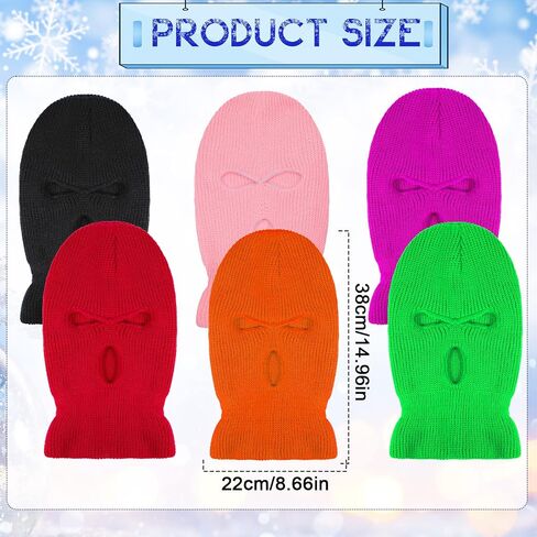 Geyoga 6 قطع 3 فتحات بالاكلافا غطاء الوجه الكامل للتزلج بالاكلافا الشتاء الرياضة في الهواء الطلق محبوك غطاء الوجه للرياضة في الهواء الطلق in Kuwait