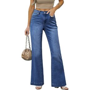 LookbookStore Wide Leg Jeans Woman 2024 Flare High Waist Baggy Jeans for Women Stretchy Denim Pants
