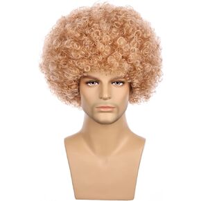 Short Afro Wig for Women Men Kinky Curly 70s 80s cosplay Disco Wig Halloween Hippie Synthetic Clown Wigs(Green)