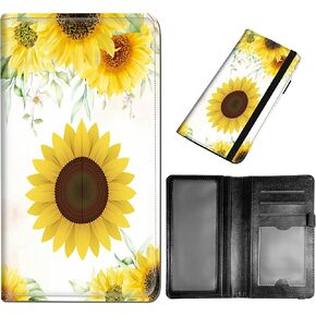 Checkbook Cover - Premium Leather Standard Duplicate Register Check Card Book Holder Wallet with RFID Blocking Function for Men and Women,Blessed Sunflower … in Saudi Arabia