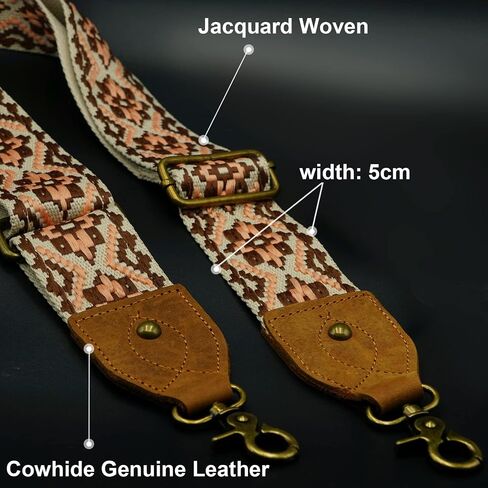 حزام المحفظة استبدال الأشرطة الغيتار crossbody لحقائب اليد حزام الكتف استبدال قابل للتعديل لحقيبة نمط خمر مع جلد البقر جلد طبيعي عرض 2 بوصة in Kuwait
