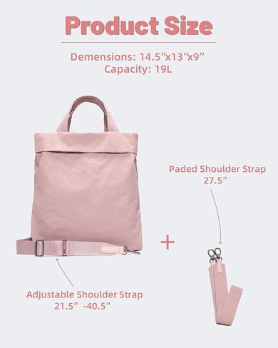 FODOKO Hobo Crossbody Bags 2.0, 19L Large Totes Handbags with Straps for Women, Multi Nylon Shoulder Bags for Travel Gym in Kuwait