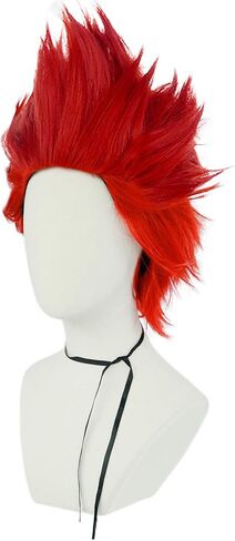 Dark Green Spiky Short Wig for Men Cosplay Dark Green Mix Color Anime Wig Short Green Wavy Dark Green Hair Wig With Bangs Synthetic Halloween Costume Wig For Party + Wig Cap in Kuwait