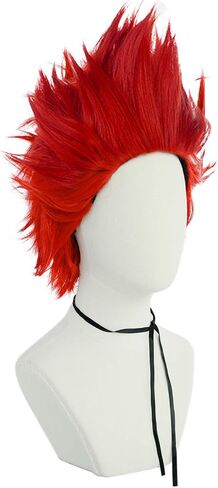 Dark Green Spiky Short Wig for Men Cosplay Dark Green Mix Color Anime Wig Short Green Wavy Dark Green Hair Wig With Bangs Synthetic Halloween Costume Wig For Party + Wig Cap in Kuwait