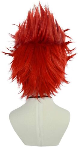Dark Green Spiky Short Wig for Men Cosplay Dark Green Mix Color Anime Wig Short Green Wavy Dark Green Hair Wig With Bangs Synthetic Halloween Costume Wig For Party + Wig Cap in Kuwait