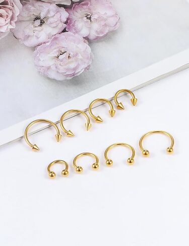 Ovxznts 16G Surgical Steel Nose Septum Horseshoe Hoop Earring Eyebrow Tragus Helix Lip Rings Piercing Jewelry in Kuwait