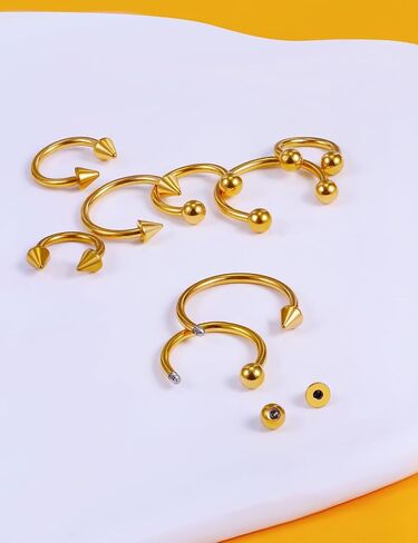 Ovxznts 16G Surgical Steel Nose Septum Horseshoe Hoop Earring Eyebrow Tragus Helix Lip Rings Piercing Jewelry in Kuwait