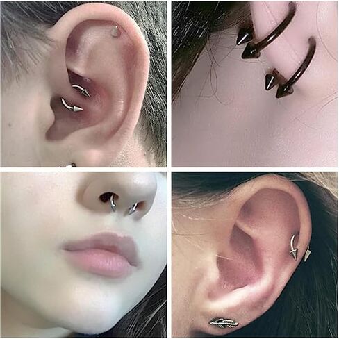 Ovxznts 16G Surgical Steel Nose Septum Horseshoe Hoop Earring Eyebrow Tragus Helix Lip Rings Piercing Jewelry in Kuwait
