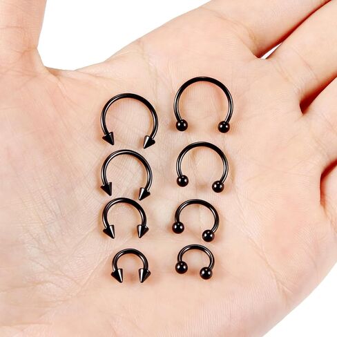 Ovxznts 16G Surgical Steel Nose Septum Horseshoe Hoop Earring Eyebrow Tragus Helix Lip Rings Piercing Jewelry in Kuwait