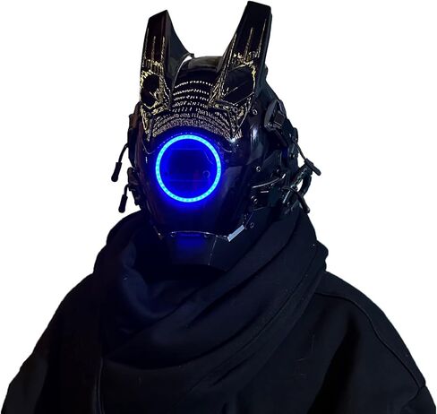 JAUPTO Techwear Mask Punk Mask Helmet ,LED Light Cool Samurai Mask,Halloween Cosplay Anime mask in Saudi Arabia