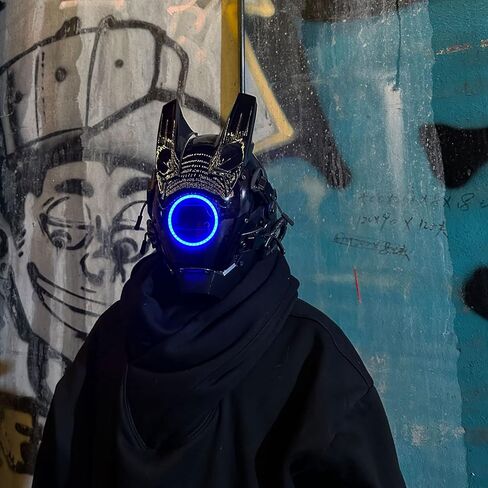 JAUPTO Techwear Mask Punk Mask Helmet ,LED Light Cool Samurai Mask,Halloween Cosplay Anime mask in Saudi Arabia