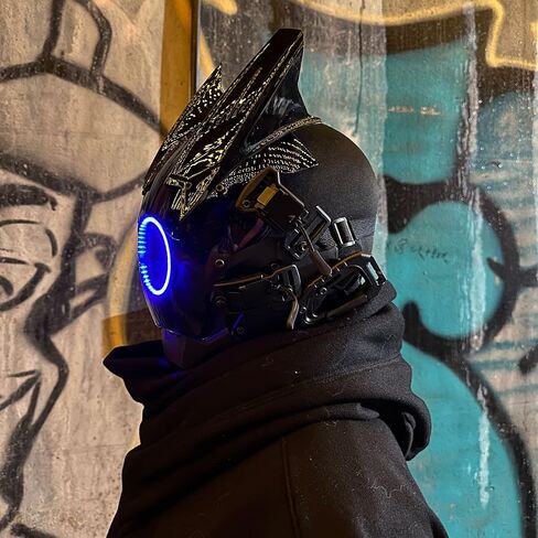 JAUPTO Techwear Mask Punk Mask Helmet ,LED Light Cool Samurai Mask,Halloween Cosplay Anime mask in Saudi Arabia