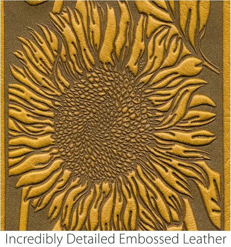 غطاء كتاب شيكات من الجلد الأصلي منقوش عليه عباد الشمس من Oberon، مقاس 9.95 × 16.51 سم، لون الآذريون، مصنوع في الولايات المتحدة الأمريكية in Kuwait