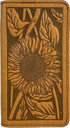 غطاء كتاب شيكات من الجلد الأصلي منقوش عليه عباد الشمس من Oberon، مقاس 9.95 × 16.51 سم، لون الآذريون، مصنوع في الولايات المتحدة الأمريكية in Kuwait