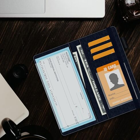 Checkbook Cover - Quality Printed Leather Personal RFID Blocking Check Book Credit Card Holder Wallet for Men and Women in Kuwait