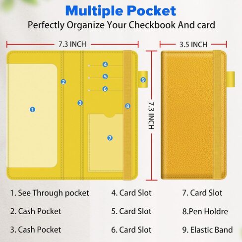 Checkbook Cover - Quality Printed Leather Personal RFID Blocking Check Book Credit Card Holder Wallet for Men and Women in Kuwait