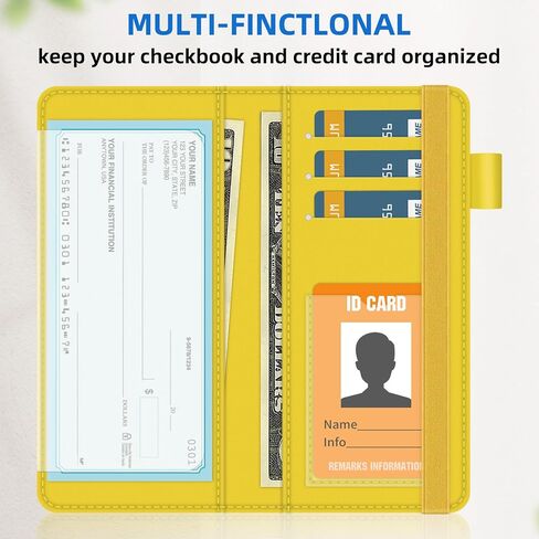 Checkbook Cover - Quality Printed Leather Personal RFID Blocking Check Book Credit Card Holder Wallet for Men and Women in Kuwait