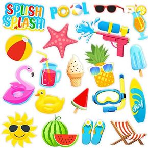 20 PCS Beach Ball Party Thick Gel Clings Summer Pool Window Gel Clings Decals Stickers for Kids Toddlers and Adults Home Airplane Classroom Nursery Summer Beach Holiday Party Supplies Decorations