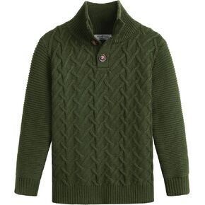 Boys Turtleneck Sweater Long Sleeve Cable Knit Button Up Pullover Winter Warm Tops for Kids 4-13 Years in Saudi Arabia