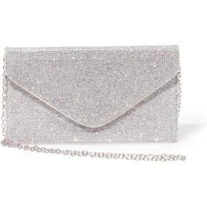 Steve Madden Swagger Rhinestone Clutch, Silver in Saudi Arabia