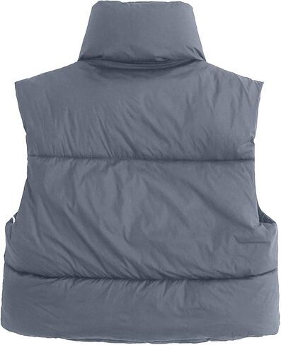 Shiyifa Women's Fashion High Neck Zipper Cropped Puffer Vest Jacket Coat in Saudi Arabia
