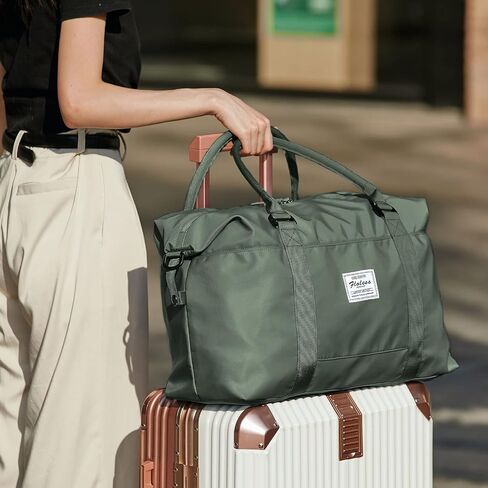 Travel Gym Bag for Women, LANBX Tote Bag Carry on Luggage Sport Duffle Weekender Overnight Bags with Wet Pocket (B-Olive Green) in Kuwait