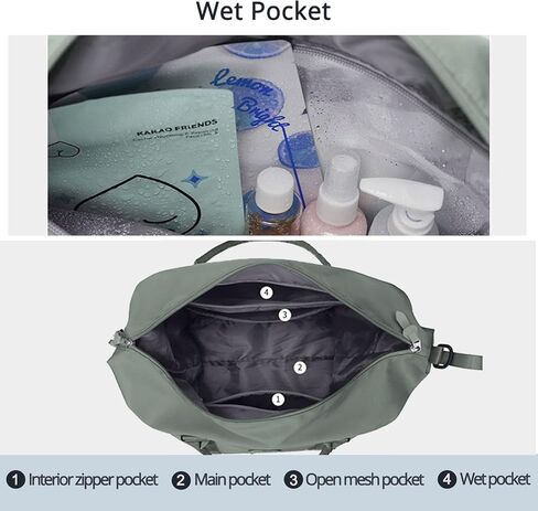 Travel Gym Bag for Women, LANBX Tote Bag Carry on Luggage Sport Duffle Weekender Overnight Bags with Wet Pocket (B-Olive Green) in Kuwait
