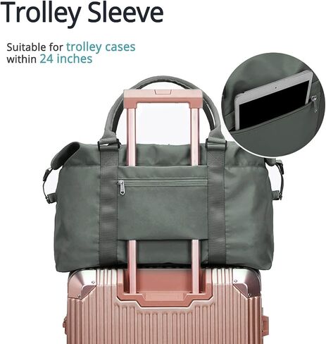Travel Gym Bag for Women, LANBX Tote Bag Carry on Luggage Sport Duffle Weekender Overnight Bags with Wet Pocket (B-Olive Green) in Kuwait