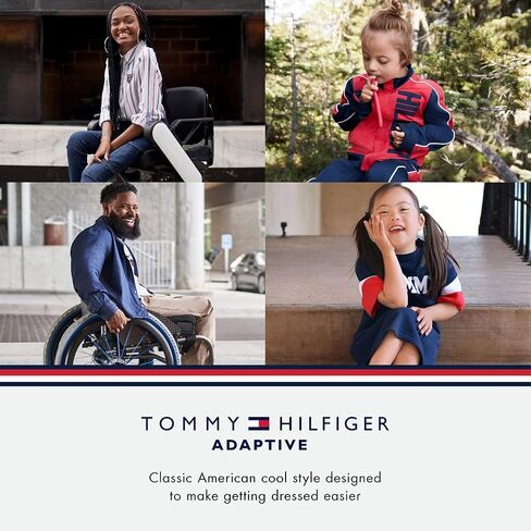 Tommy Hilfiger Boys' Big Adaptive Zip Mock Neck with Magnetic Zipper in Saudi Arabia