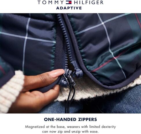 Tommy Hilfiger Boys' Big Adaptive Zip Mock Neck with Magnetic Zipper in Saudi Arabia