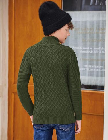 Boys Turtleneck Sweater Long Sleeve Cable Knit Button Up Pullover Winter Warm Tops for Kids 4-13 Years in Kuwait