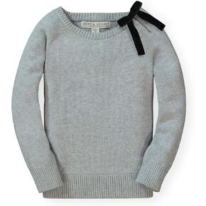 Hope & Henry Girls' Long Sleeve Bow Neck Pullover Sweater