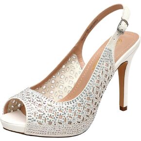 DREAM PAIRS Women's High Heels Platform Dress Rhinestones Peep Toe Pumps Shoes