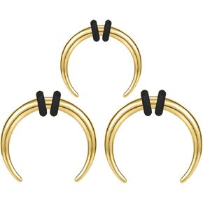 BodyAce C Shape Septum Pincher Tapers، 14G 16G Buffalo Ear Taper Kit تمتد حلقات الأنف الموسعة، حلقات الحاجز الذهب الأسود مع حلقات O