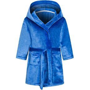 Tunoluker Boys Girls Robe Kids Flannel Hooded Bathrobe Sleepwear Pajamas Toddler Soft Plush Robes for Girls 2-16 Years