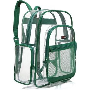 حقيبة ظهر شفافة مقاس 17 بوصة من MGear مع زخرفة برتقالية، حقيبة مدرسية شفافة من مادة PVC للاستخدام الخارجي in Kuwait