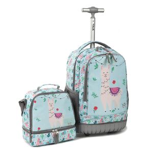 Tilami Rolling Backpack 19 inch with Lunchbox Wheeled Laptop Backpack, Turtle Blue