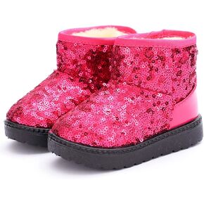 DADAWEN Boy's Girl's Warm Winter Sequin Waterpoof Outdoor Snow Boots