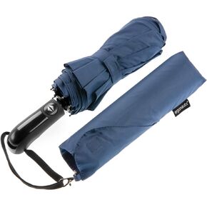 Ergonauts Windproof Vented Double Canopy Travel Umbrella with Teflon Coating - Portable Compact Foldable Lightweight Design and High Wind Resistance