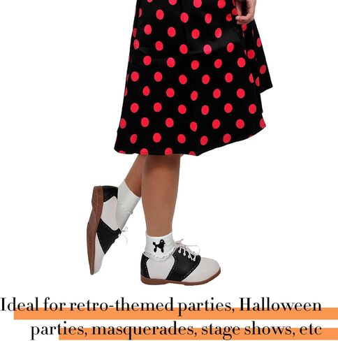 Hercicy Womens Bobby Sock 3 Pairs Poodle Applique 50s Costumes for Girls Poodle Socks for Kids Children Adults Retro Party in Kuwait