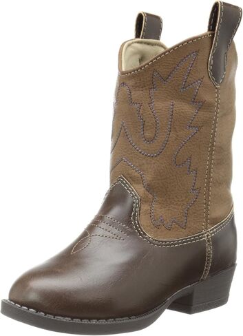 Faux-leather, Rubber-soled, Kids Pointed Toe Western Boot for Boy or Girl Children with Ornamental Cowboy Stitching in Saudi Arabia