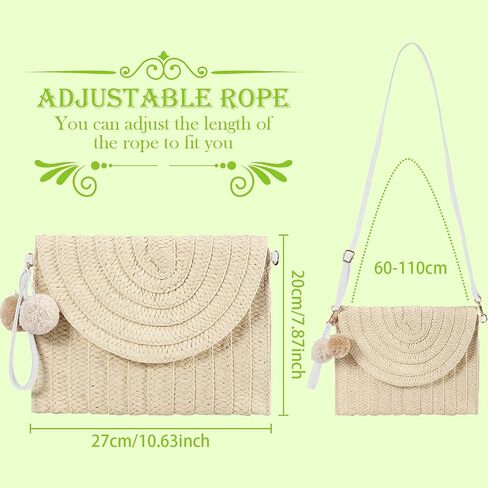 Frienda Straw Purses for Women Straw Clutch Crossbody Bag Summer Beach Shoulder Bag Woven Envelope Wallet Handbags in Kuwait