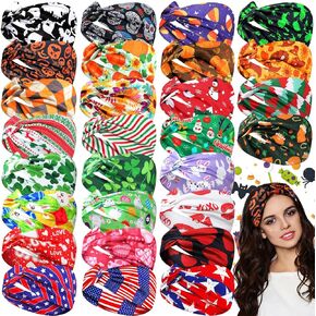 28 Pcs Halloween Headbands Bulk for Women Holiday Headbands for Women Pumpkin Non Slip HairBand Halloween Twist Head Wrap Ghost Knot Hair Accessories for Girls Party Celebration Thanksgiving Christmas in Saudi Arabia