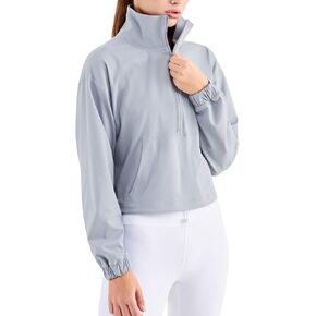 altiland Half Zip Pullover Cropped Jackets for Women Long Sleeve Workout Athletic Running Yoga Shirts in Saudi Arabia