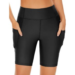 Holipick Women 8‘’ High Waisted Swim Shorts Tummy Control Board Shorts Long Boy Shorts Bathing Suit Shorts with Pockets